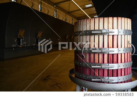 Wine mixing during fermentation process, Grape Press, Bordeaux Vineyard 59338583