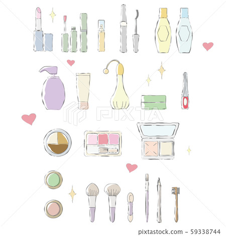 Hand drawn touch color illustration of makeup item Hand drawn touch color illustration of makeup item 59338744