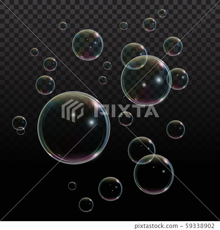 Soap bubble with rainbow reflection on transparent background. Transparent foam bubble, great design Soap bubble with rainbow reflection on transparent background. Transparent foam bubble, great design 59338902