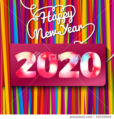Happy 2020 New Year greeting card, bright laces Happy 2020 New Year greeting card, bright laces 59338904