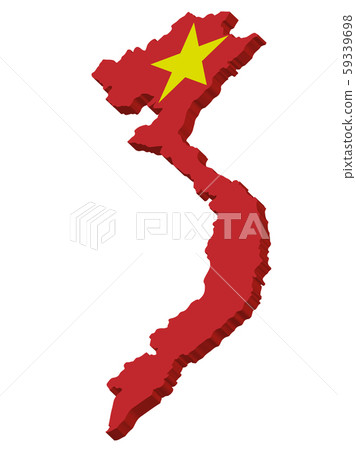 3D Flag Map of Vietnam officially the Socialist 59339698