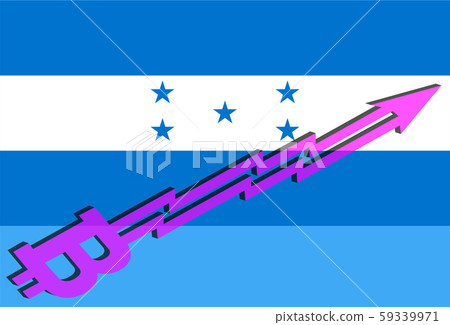 Flag of Honduras and bitcoin arrow graph going 59339971