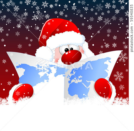 Santa with a world map - Stock Illustration [59340835] - PIXTA