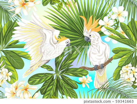 Seamless pattern, background with tropical plants Seamless pattern, background with tropical plants 59341663