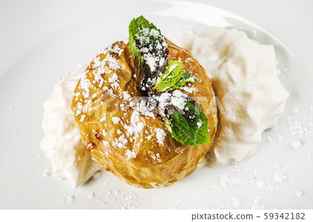 roasted apple with whipped cream roasted apple with whipped cream 59342182