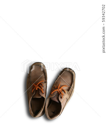 rustic old brown leather shoe isolated 59342702