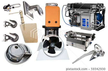 Set of yacht parts isolated on white Set of yacht parts isolated on white 59342930