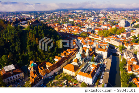 Aerial view of Ljubljana city, Slovenia Aerial view of Ljubljana city, Slovenia 59343101