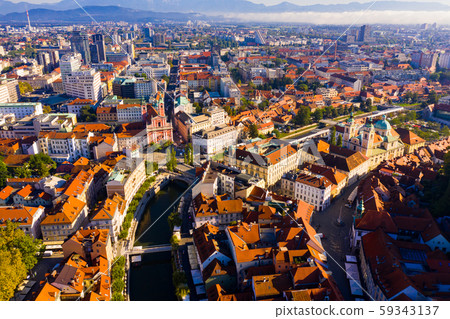 Ljubljana green cityscape aerial view Ljubljana green cityscape aerial view 59343137