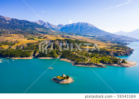 Aerial landscape with Serre-Poncon Lake Aerial landscape with Serre-Poncon Lake 59343169
