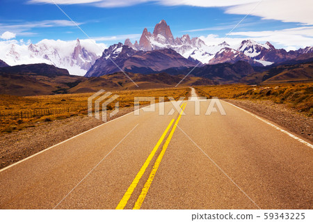 Views from highway at peaks of Andes 59343225