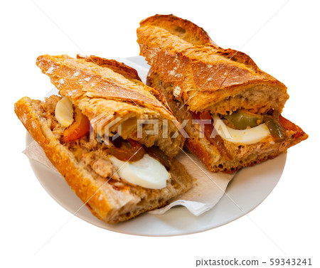 Sandwich with anchovies and eggs Sandwich with anchovies and eggs 59343241