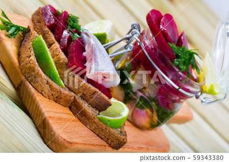 Homemade pickled blue whiting fish Homemade pickled blue whiting fish 59343380