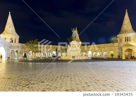 Image of Fisherman Bastion in night illumination of Hungary Image of Fisherman Bastion in night illumination of Hungary 59343435