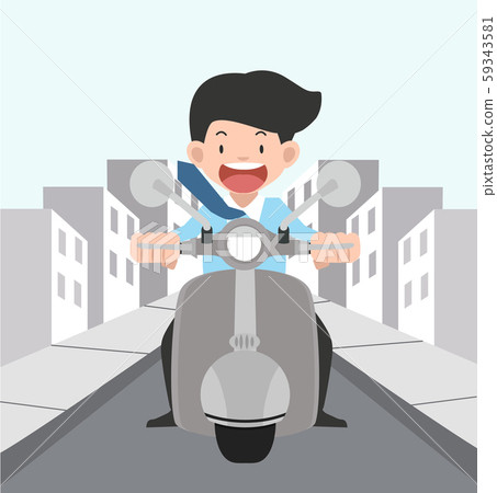 businessman driving his motorbike  outdoor 59343581