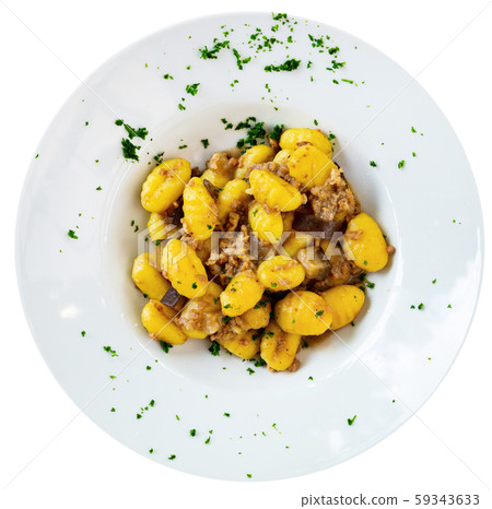 Gnocchi with aubergine and minced meat 59343633