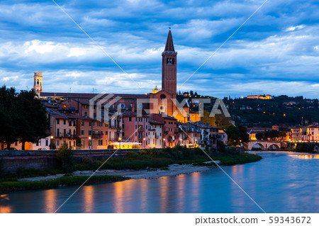 Church of Saint Anastasia in Verona at twilight 59343672
