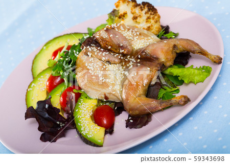 Plate with poultry dish - quail Tabaka Plate with poultry dish - quail Tabaka 59343698