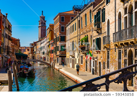 Venice cityscape with narrow canal Venice cityscape with narrow canal 59343858