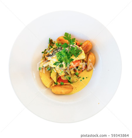 Spanish style hake steak Spanish style hake steak 59343864