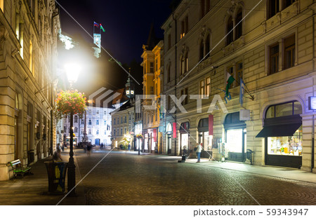 Night view of Ljubljana street Night view of Ljubljana street 59343947