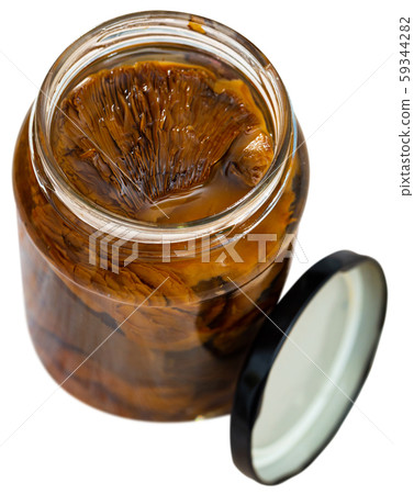 Close-up of delicious marinated milk fungus mushrooms Close-up of delicious marinated milk fungus mushrooms 59344282