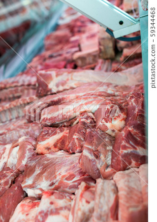 Fresh raw meat on display Fresh raw meat on display 59344468