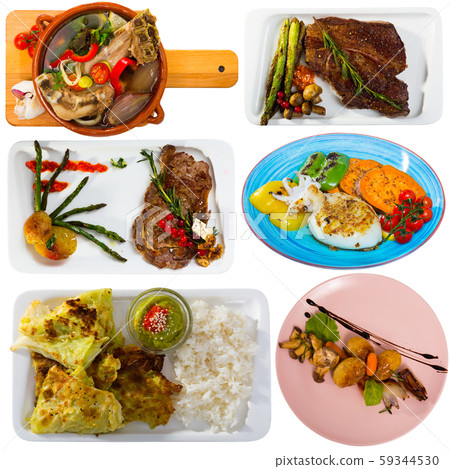 Collage of different meals isolated 59344530
