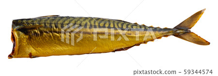 Smoked mackerel on wooden background 59344574