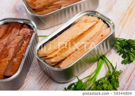 Canned seafood, melva fish fillets preserved in oi Canned seafood, melva fish fillets preserved in oi 59344804