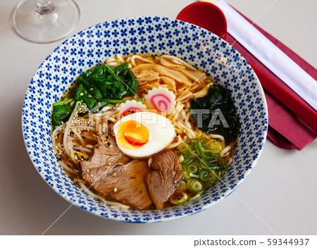 Traditional japanese thick ramen with veal. Japanese cuisine 59344937