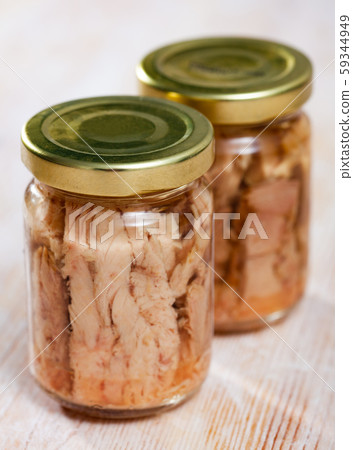 Bonito fillets in oil in glass jar Bonito fillets in oil in glass jar 59344949