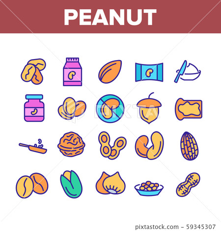 Peanut Food Collection Elements Icons Set Vector Peanut Food Collection Elements Icons Set Vector 59345307