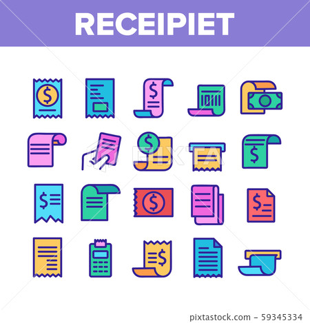 Receipt Bill Collection Elements Icons Set Vector - Stock Illustration ...