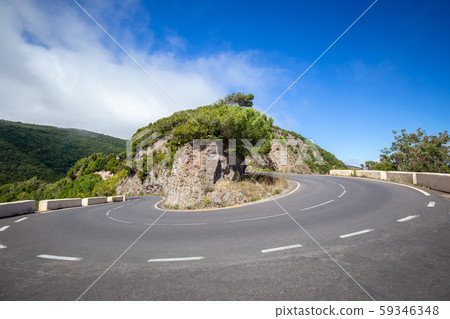 Sharp U-turn on the road in Anaga park, Tenerife Sharp U-turn on the road in Anaga park, Tenerife 59346348