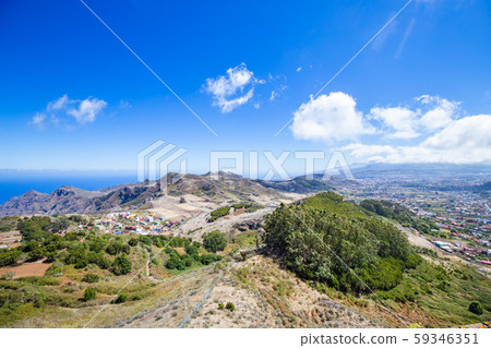 Scenery view on valley in mountains close to ocean Scenery view on valley in mountains close to ocean 59346351