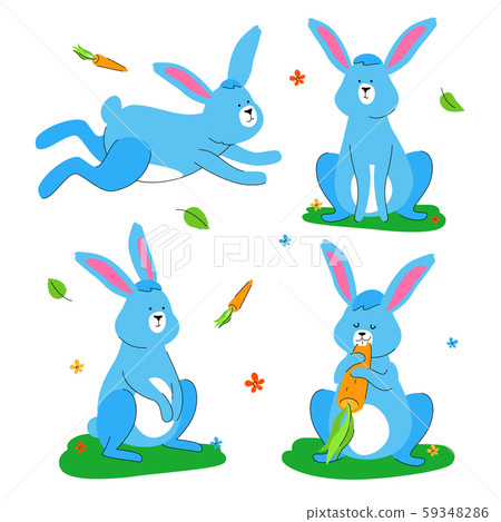 Cute rabbit - flat design style set of characters Cute rabbit - flat design style set of characters 59348286