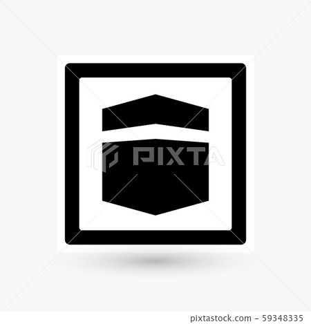 Kaaba, road sign design, black cube icon. Simple symbol of most sacred site in Islam. Building at Kaaba, road sign design, black cube icon. Simple symbol of most sacred site in Islam. Building at 59348335
