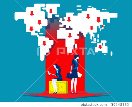 Business people with falling down business chart . Business people with falling down business chart . 59348583