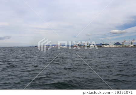 The coastal industrial area of Tadotsu, Marugame, and Sakaide seen from the coast of Tadotsu 59351071