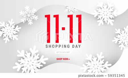 Modern 11.11 vector illustration banner with paper 59351345