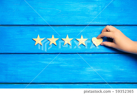 four stars and heart on a blue background. rating four stars and heart on a blue background. rating 59352365