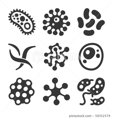 Bacteria and Virus Icons Set on White Background. Vector Bacteria and Virus Icons Set on White Background. Vector 59352574