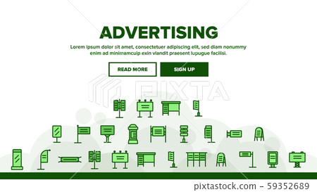 Collection Outdoor Advertising Icons Set Vector - Stock Illustration ...