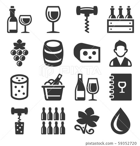 Wine Icons Set on White Background. Vector Wine Icons Set on White Background. Vector 59352720