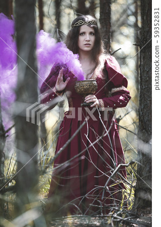 Elven sorceress in the forest 59352831