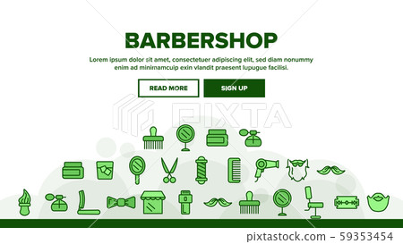 Barbershop Accessories Vector Thin Line Icons Set - Stock Illustration ...