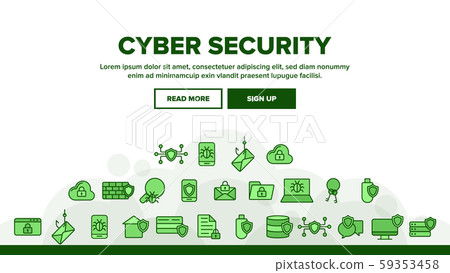 Cyber Security Vector Thin Line Icons Set - Stock Illustration ...