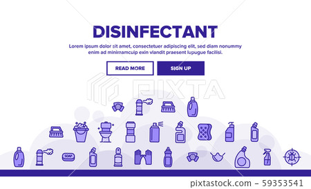 Disinfectant, Antibacterial Substance Vector Thin Line Icons Set 59353541