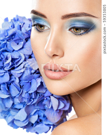 Makeup Face Flower Blue Woman Fashion Makeup Face Flower Blue Woman Fashion 59353805